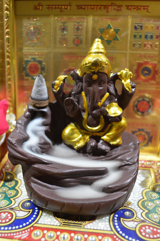 Lord Ganesha Back Flow Incense Holder With 60 pieces Free Backflow Incense Dhoop