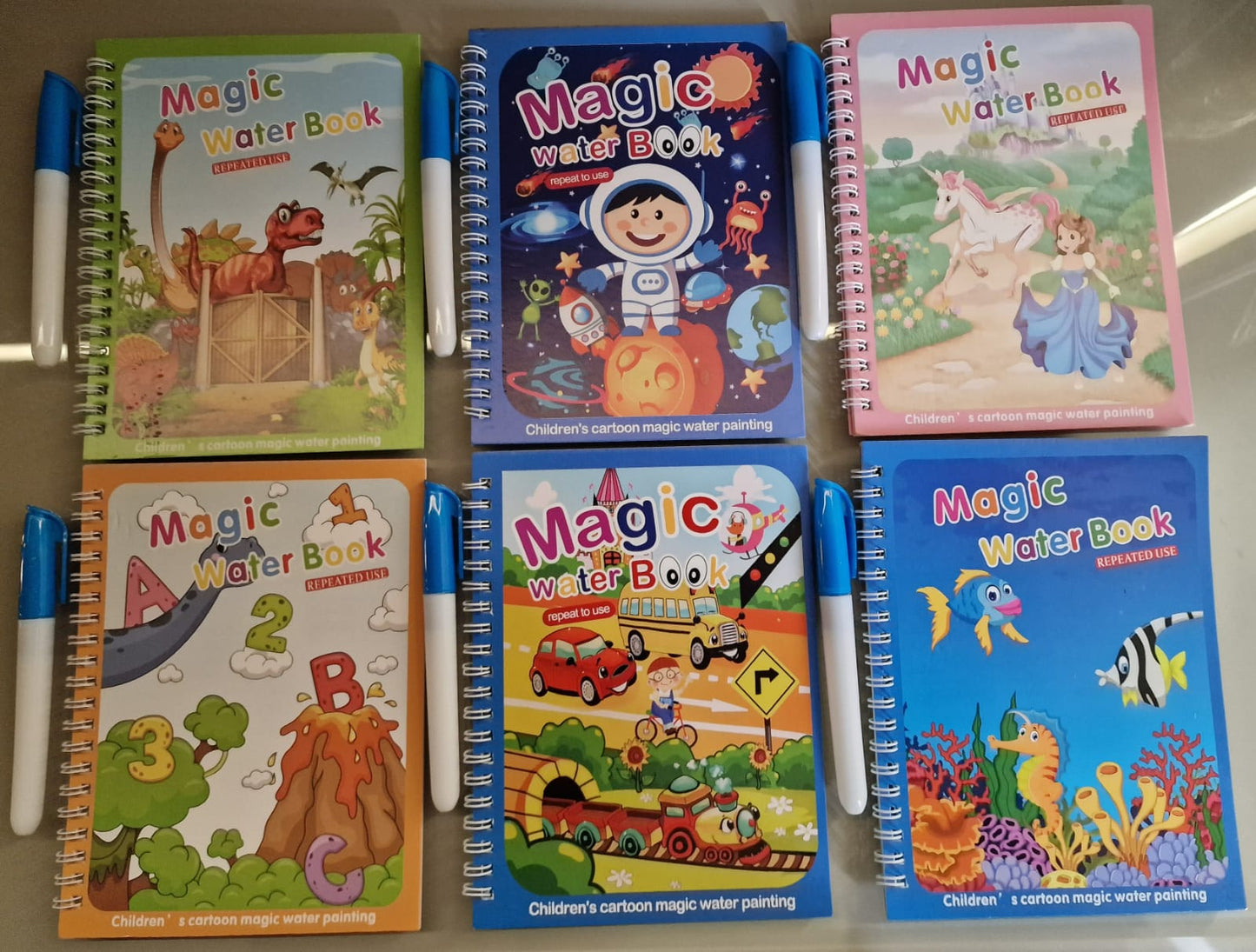 Kid's Reusable Magical Water Painting Practice Book(Set Of 6)