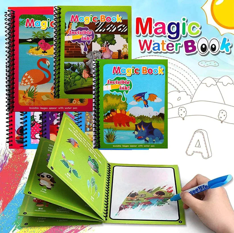 Kid's Reusable Magical Water Painting Practice Book(Set Of 6)